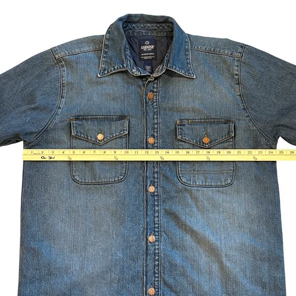 Oshkosh Denim Shirt Jacket Mens Large Blue Quilt Lined Shacket Outdoor Workwear - Picture 8 of 9